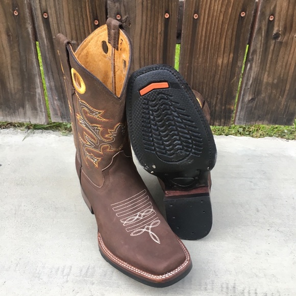 Men’s Western cowboy Rodeo Brown Boots Genuine Leather Bota Vaquera Choco 721 - Picture 6 of 6